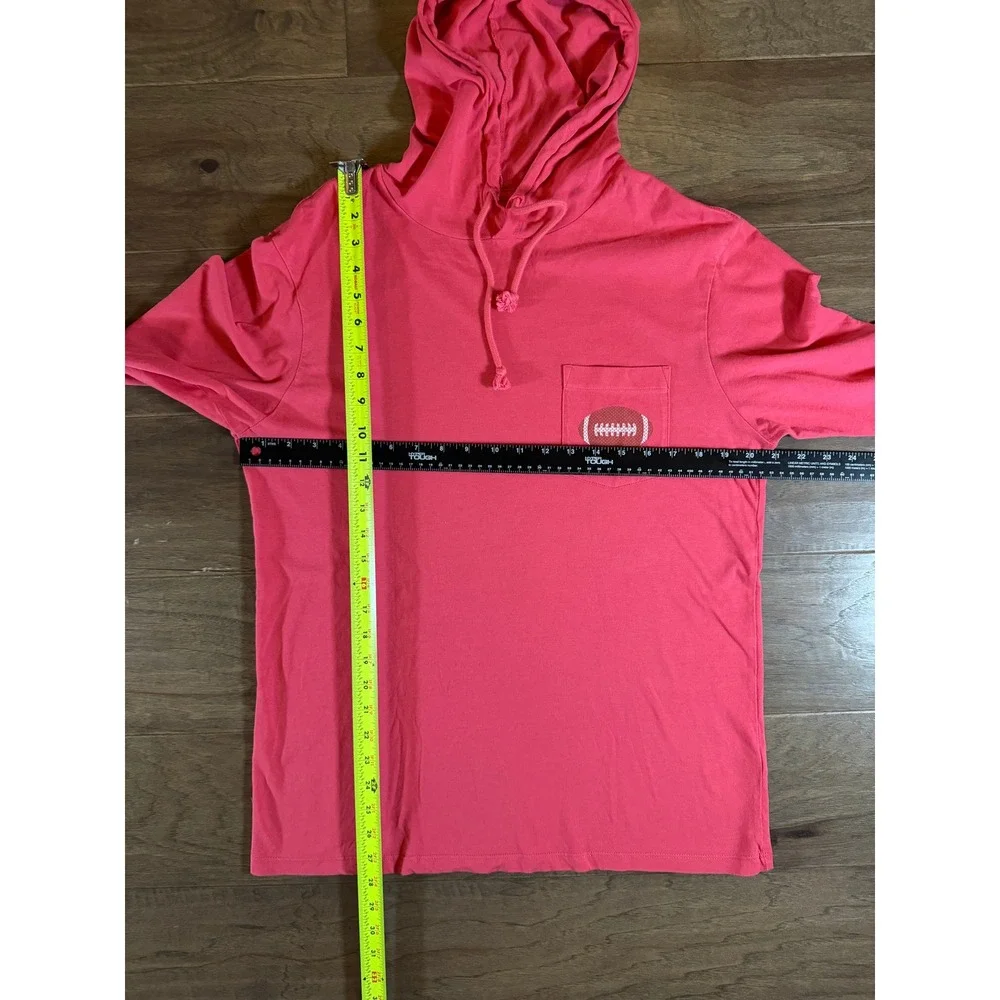 Vineyard Vines Mens Pink Football Graphic Hooded‎ Long Sleeve T-Shirt Small
